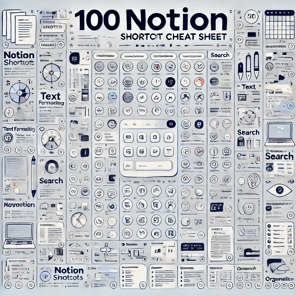 100 Notion Shortcut Cheat sheet